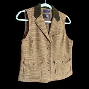 Chaps 90s Vintage Denim Wool Tweed Country Equestrian Academia Vest Sz L